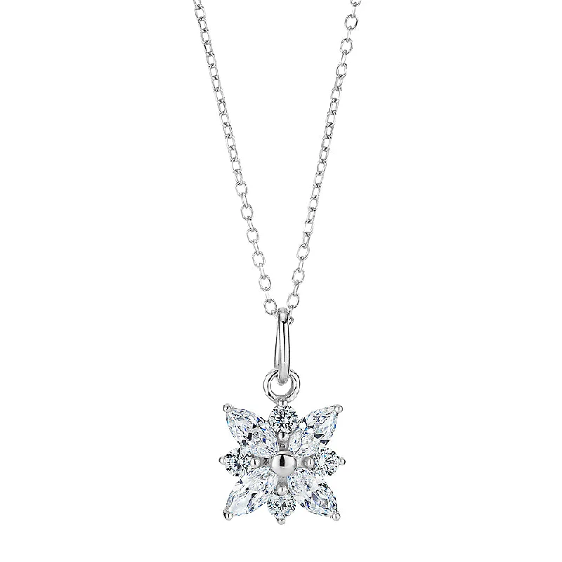 Fancy pendant with 0.68 carats* of diamond simulants in 10 carat white gold