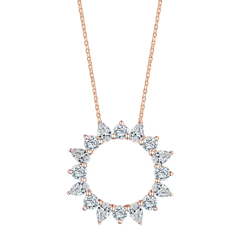 Fancy pendant with 1.28 carats* of diamond simulants in 10 carat rose gold