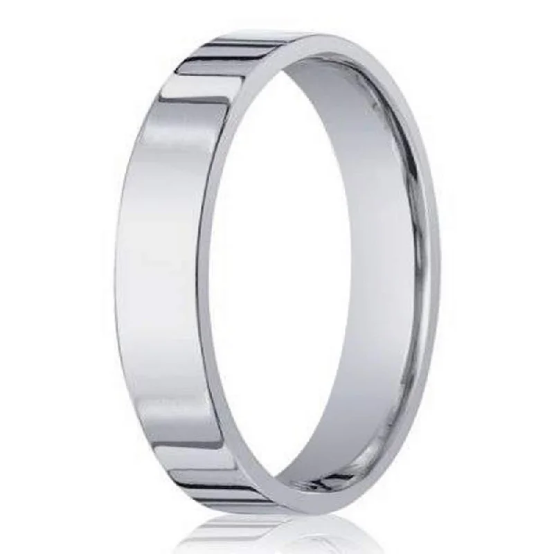 Flat Profile Men's Wedding Band in 950 Platinum- 4mm