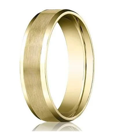 18K Yellow Gold Men's Designer Wedding Band, Beveled Edges | 8mm