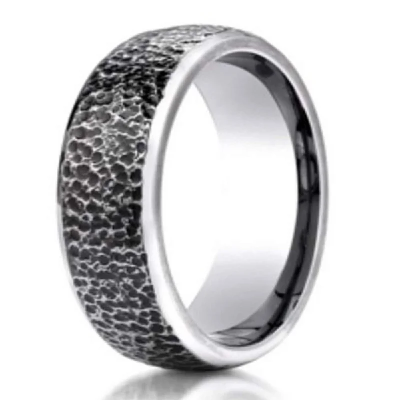 Men's Blackened Micro-Hammered Finish Cobalt Chrome Band | 7.5mm