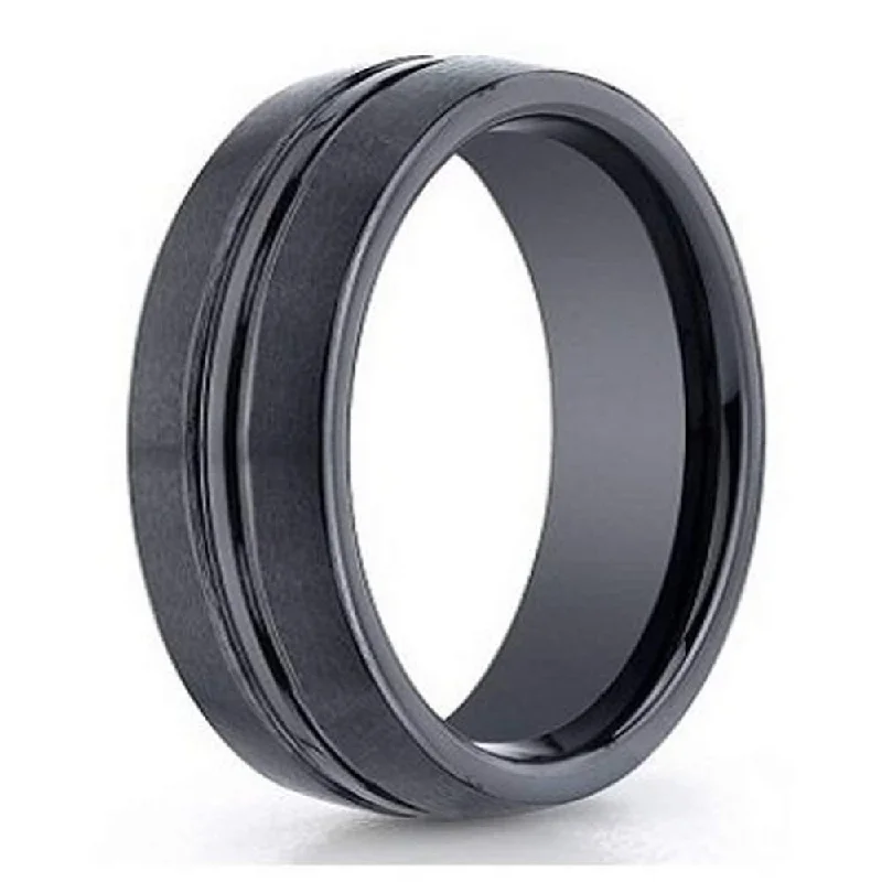 Men's Seranite Polished Center Groove Band  | 6mm