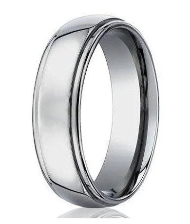 7mm Men's Benchmark Titanium Wedding Band with Step-Down Edges