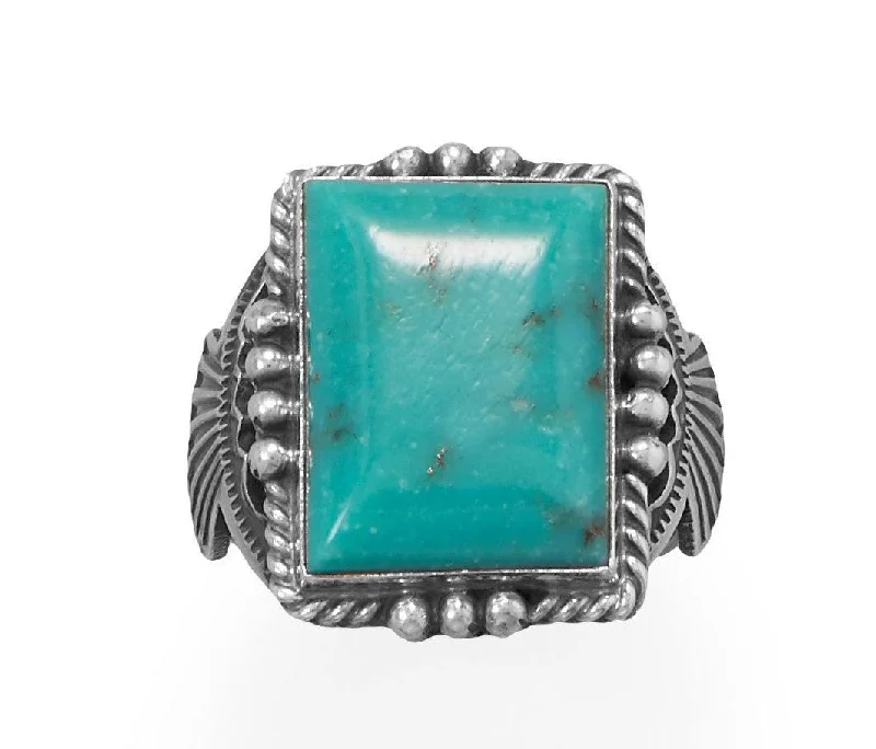 Bold Turquoise! Native American Navajo Men's Ring 14-20mm