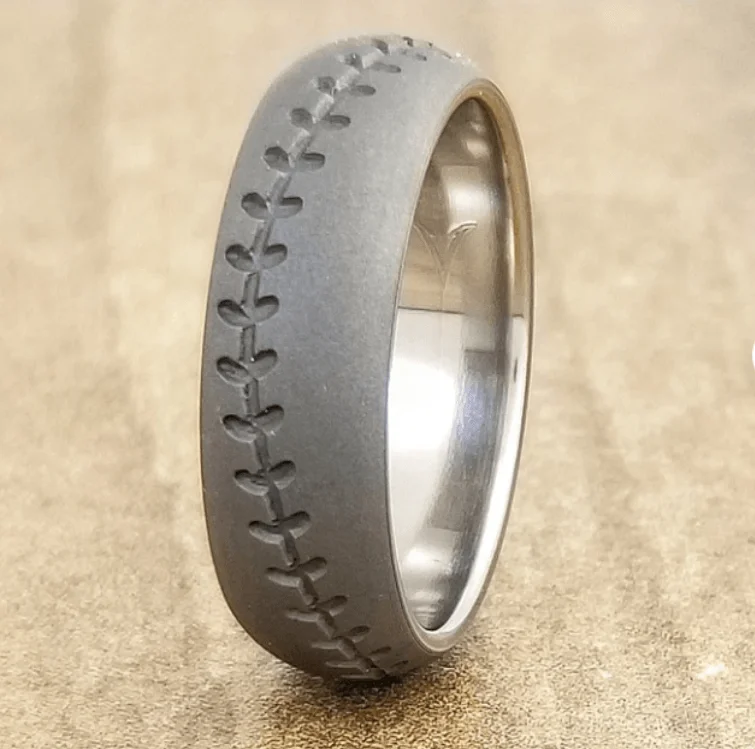 Baseball Titanium Dark Matter Finish Ring