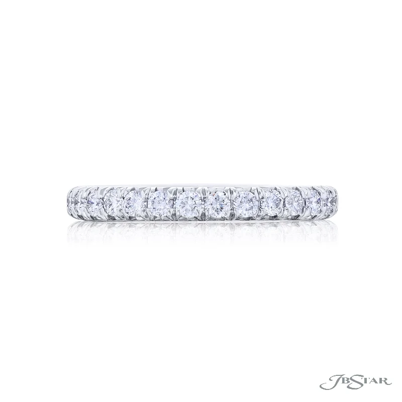 Lady's Platinum Wedding Band With Round Diamonds