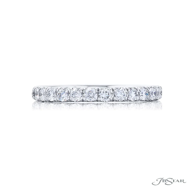 Lady's White Platinum Wedding Band With Round Diamonds