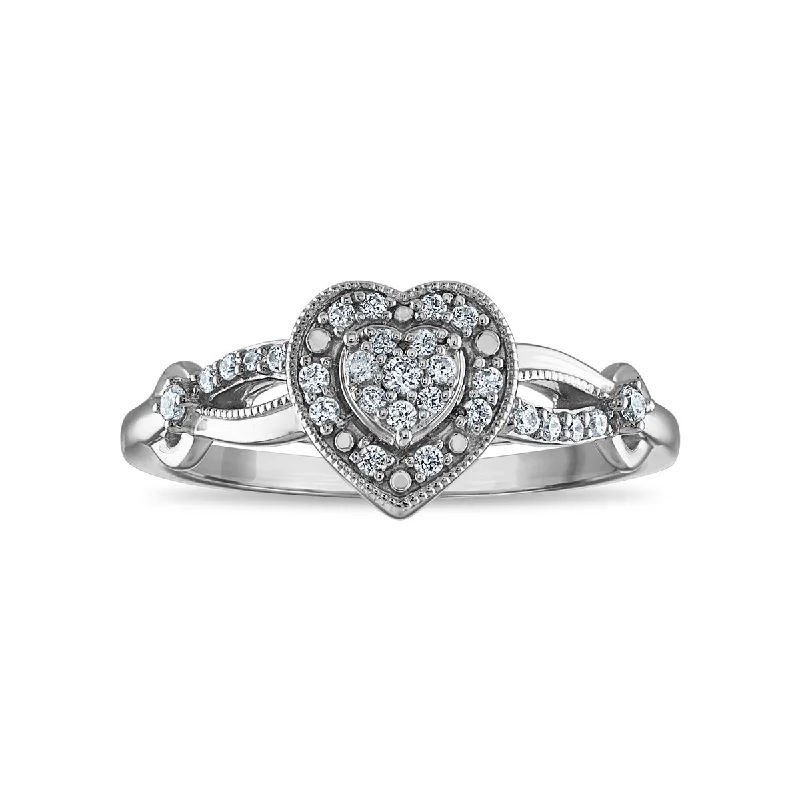 LoveSong EcoLove 1/6 CTW Lab Grown Diamond Halo Promise Ring in Rhodium Plated Sterling Silver