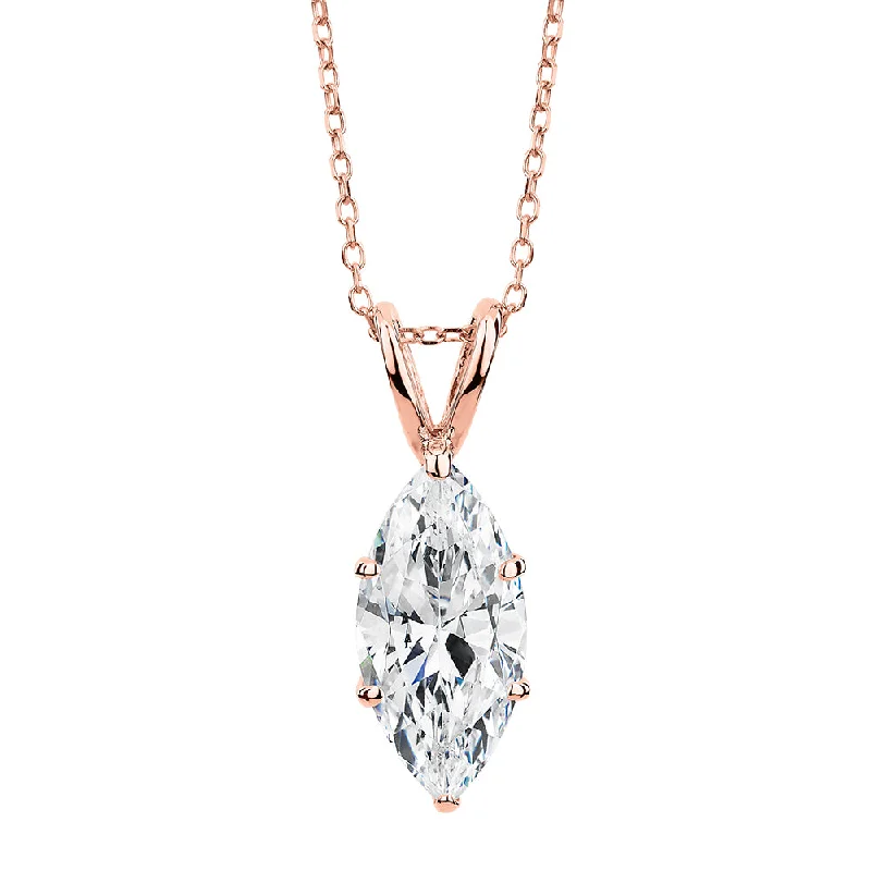 Marquise solitaire pendant with 2 carat* diamond simulant in 10 carat rose gold