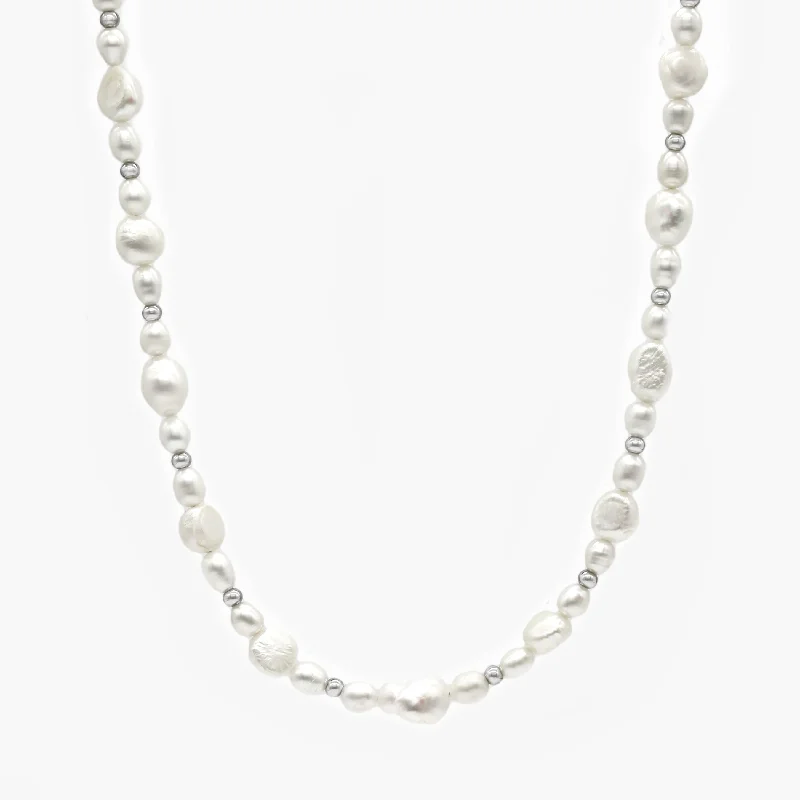 Maxi Freshwater Pearls Necklace With Silver Beads