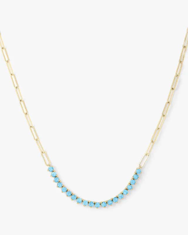 Not Your Basic Samantha Tennis Necklace - Gold|Blue Opal