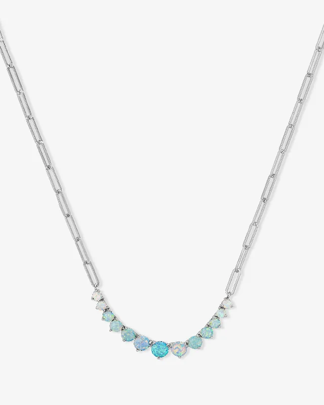 Not Your Basic Graduated Ombré Samantha Tennis Necklace - Silver|Blue Opal Ombré