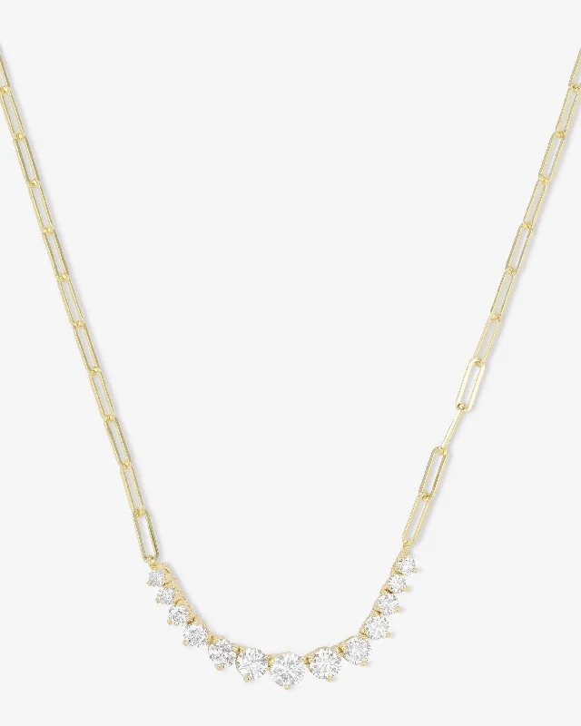 Not Your Basic Graduated Samantha Tennis Necklace - Gold|White Diamondettes