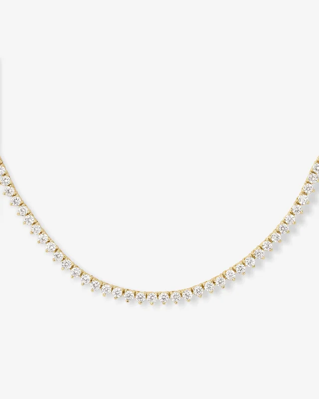 Not Your Basic Tennis Choker - Gold|White Diamondettes