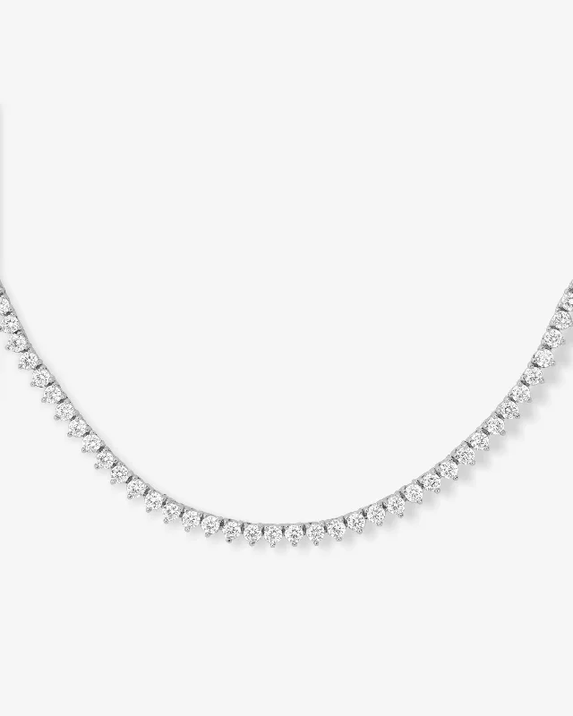 Not Your Basic Tennis Choker - Silver|White Diamondettes