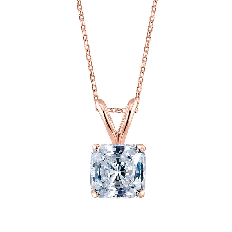 Princess Cut solitaire pendant with 1 carat* diamond simulant in 10 carat rose gold