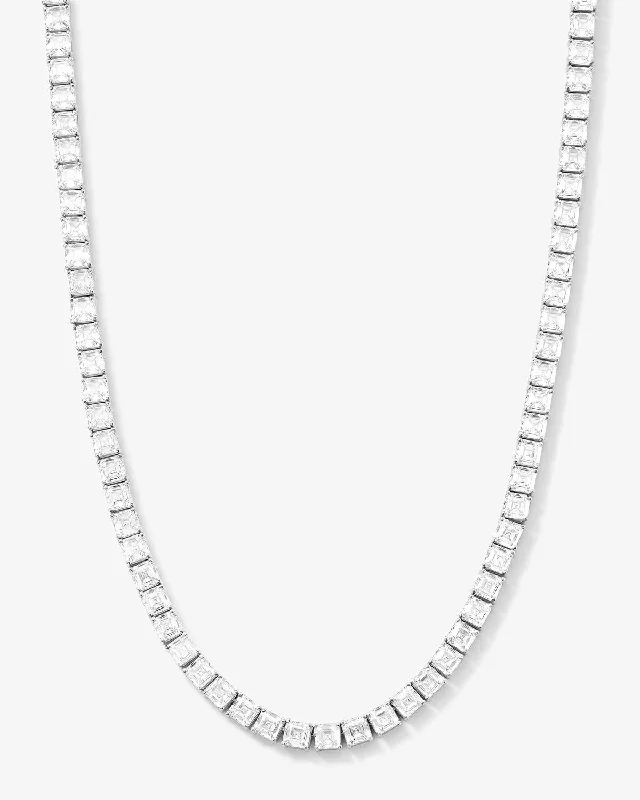 The Queen's Tennis Necklace 16" - Silver|White Diamondettes