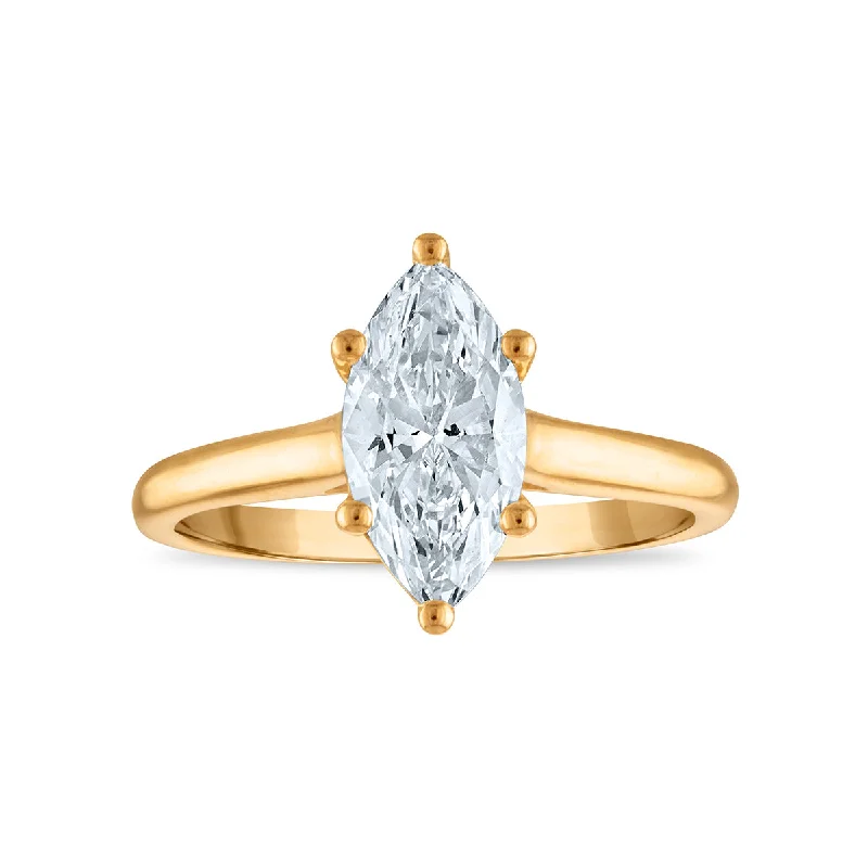 Red Hot Deal 1-1/2 CTW Marquise Lab Grown Diamond Solitaire Ring in 14KT Gold