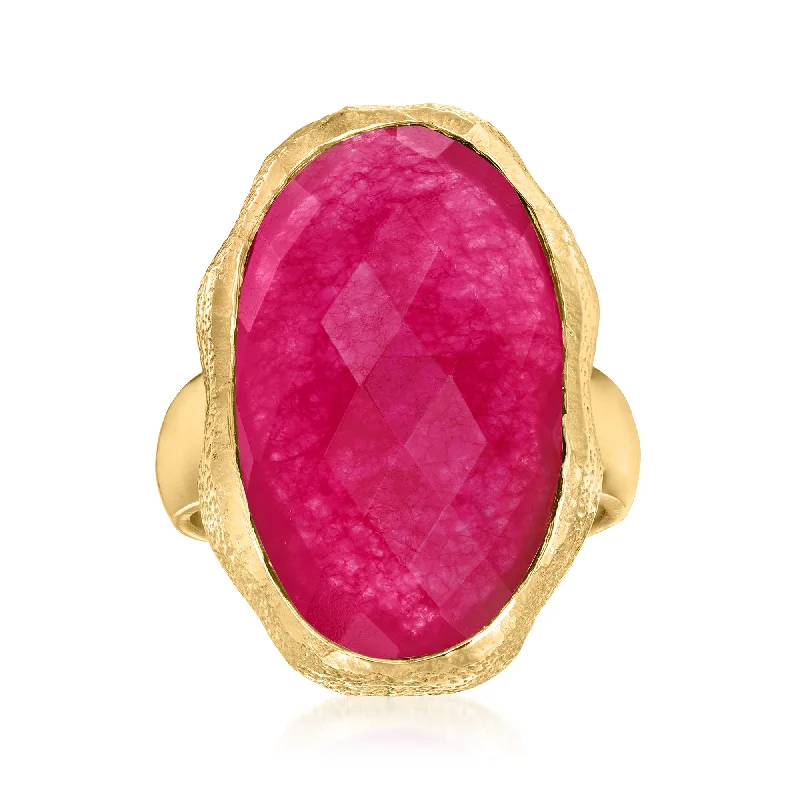 Ross-Simons Pink Quartz Ring in 18kt Gold Over Sterling