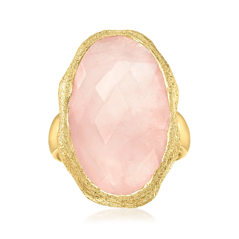 Ross-Simons Rose Quartz Ring in 18kt Gold Over Sterling