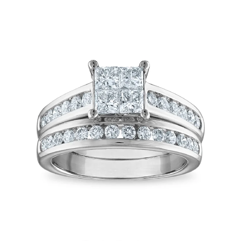 Signature EcoLove 1-1/2 CTW Lab Grown Diamond Bridal Set Ring in 14KT White Gold