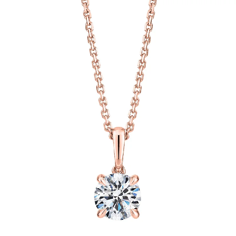 Signature Simulant Diamond 0.70 carat* round brilliant solitaire pendant in 10 carat rose gold