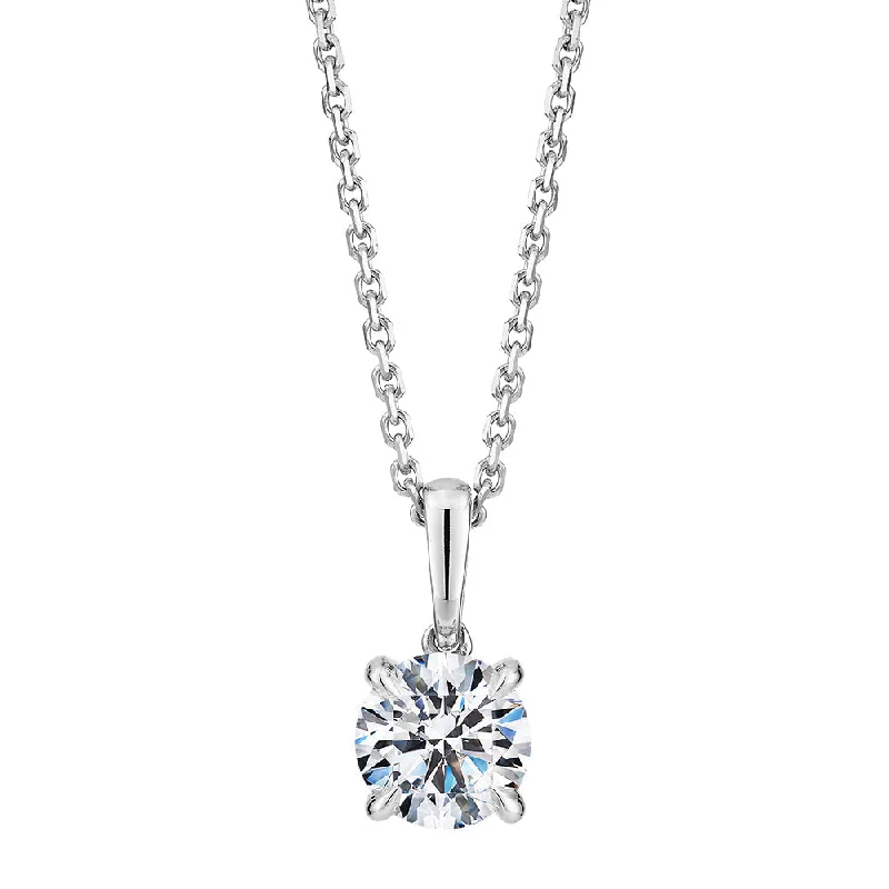 Signature Simulant Diamond 0.70 carat* round brilliant solitaire pendant in 10 carat white gold