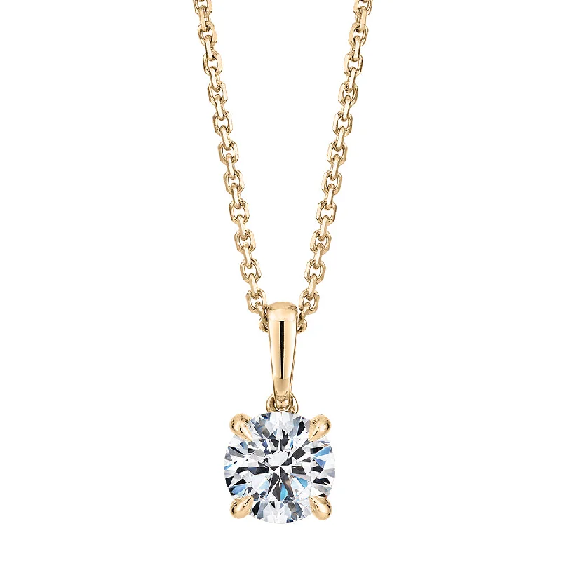 Signature Simulant Diamond 0.70 carat* round brilliant solitaire pendant in 10 carat yellow gold