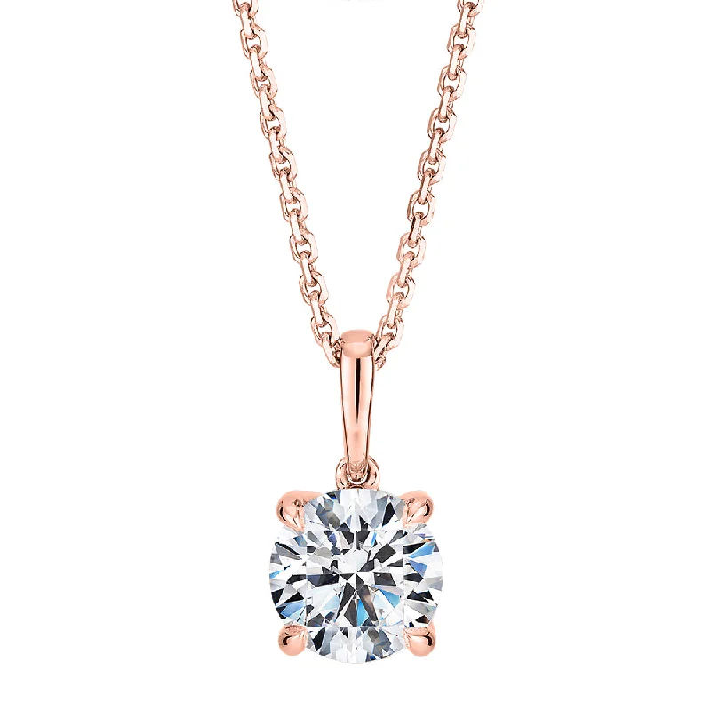 Signature Simulant Diamond 1.00 carat* round brilliant solitaire pendant in 10 carat rose gold