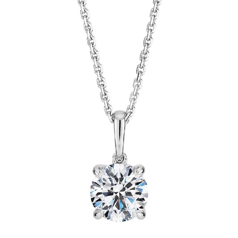 Signature Simulant Diamond 1.00 carat* round brilliant solitaire pendant in 10 carat white gold