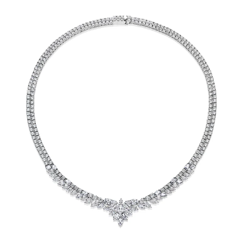 Statement necklace with 27.21 carats* of diamond simulants in sterling silver