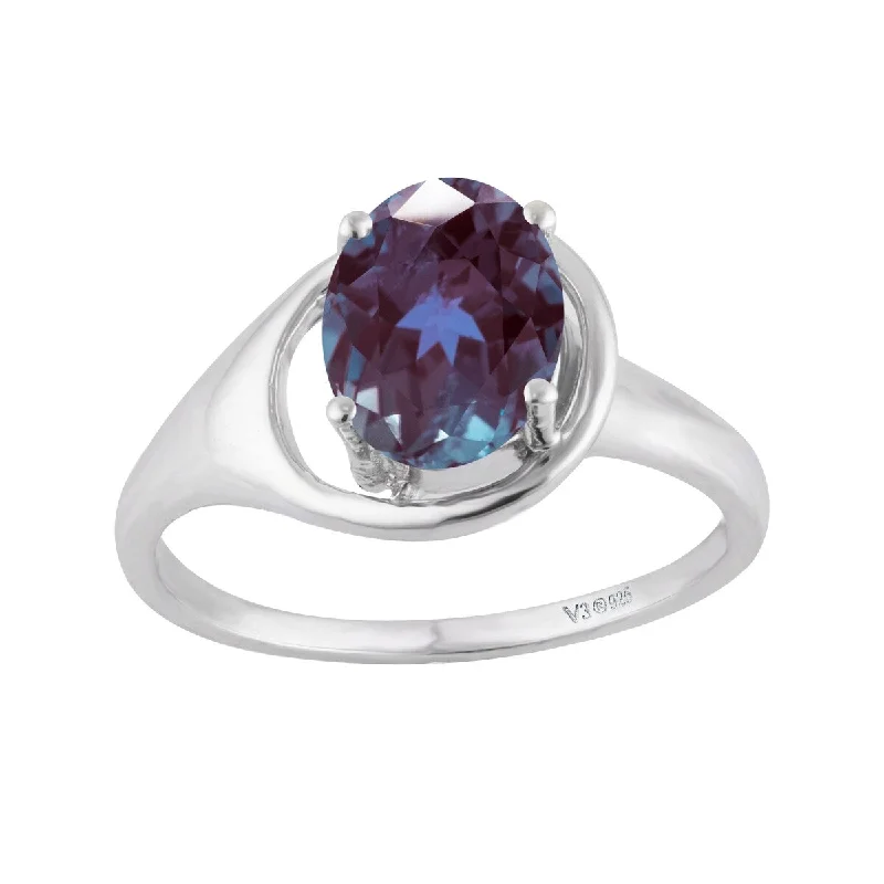 Sterling Silver with Color Changing Alexandrite Soliltaire Ring