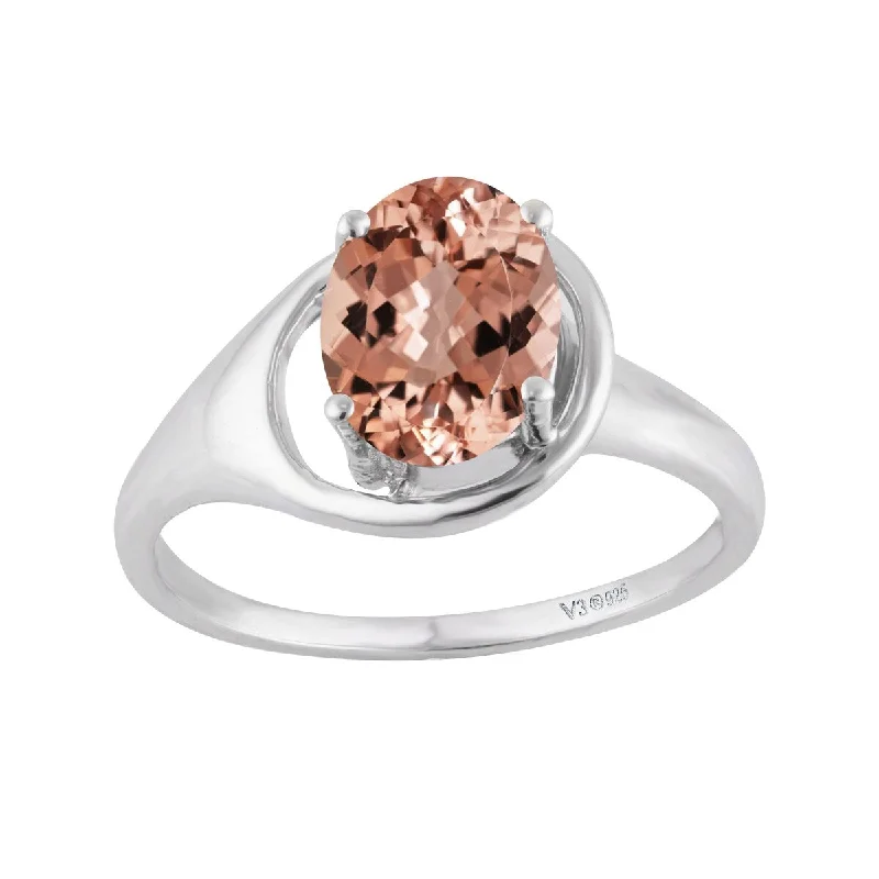 Sterling Silver with Morganite Soliltaire Ring