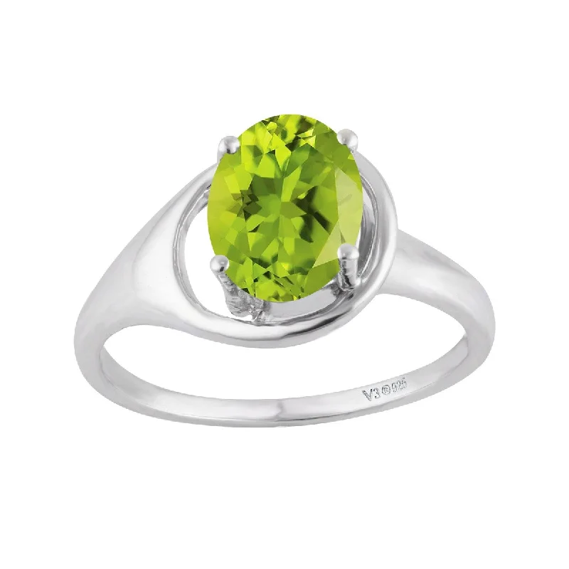 Sterling Silver with Natural Peridot Solitaire Ring