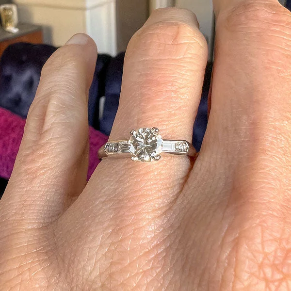 Vintage Diamond Engagement Ring, RBC 0.65ct