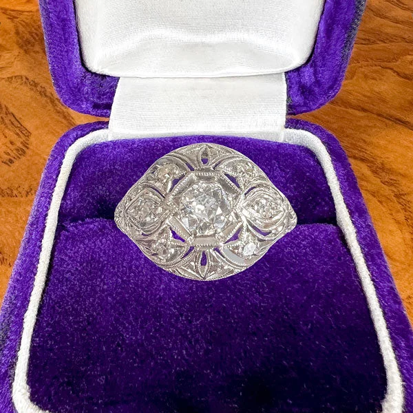 Vintage Filigree Engagement Ring, Old Euro 0.20ct.