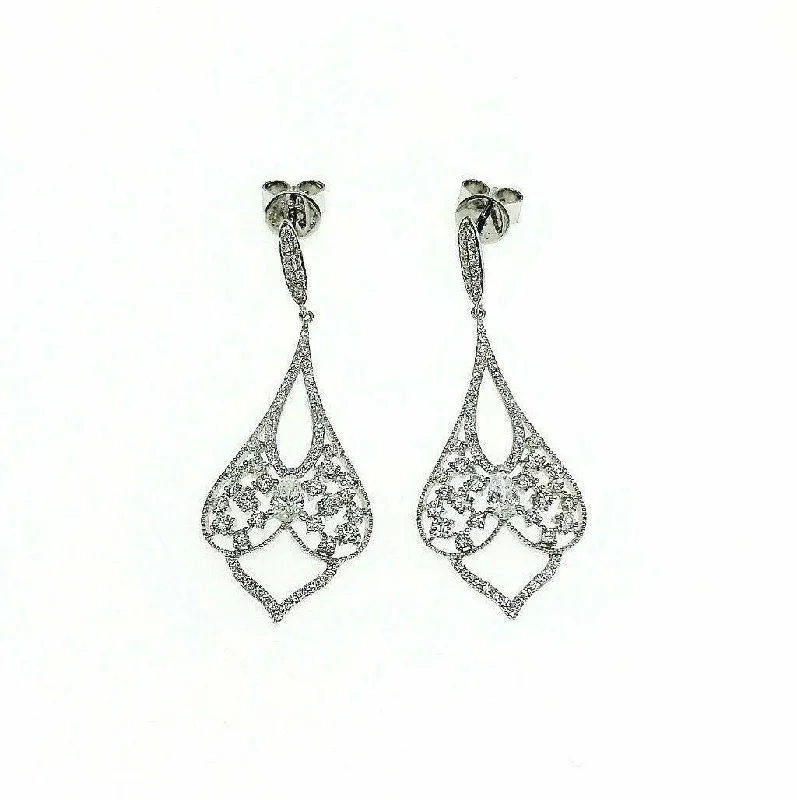 1.53 Carats t.w. Diamond Chandelier Dangle Earrings 18 Karat White Gold