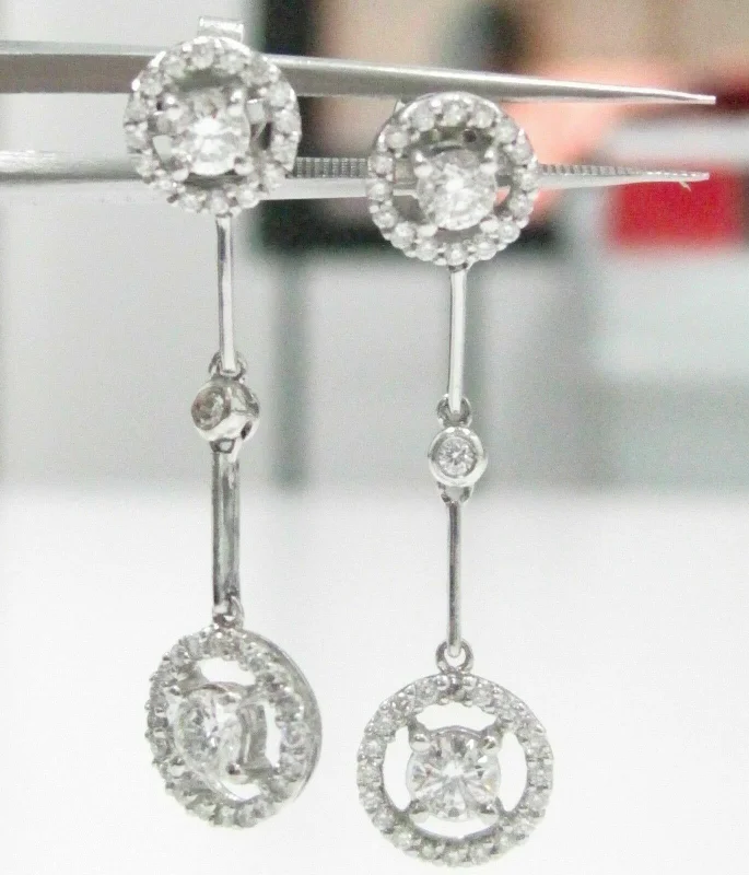 1.81 TCW Round Brilliants Diamonds Drop Dangling Earrings G-H SI- 18k White Gold