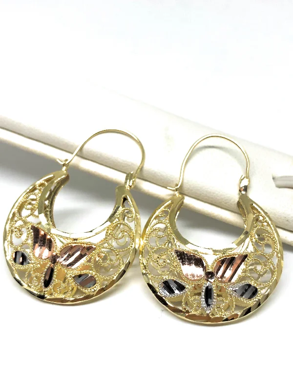 10k Solid Gold Flower Filigrana Basket Earrings Canasta