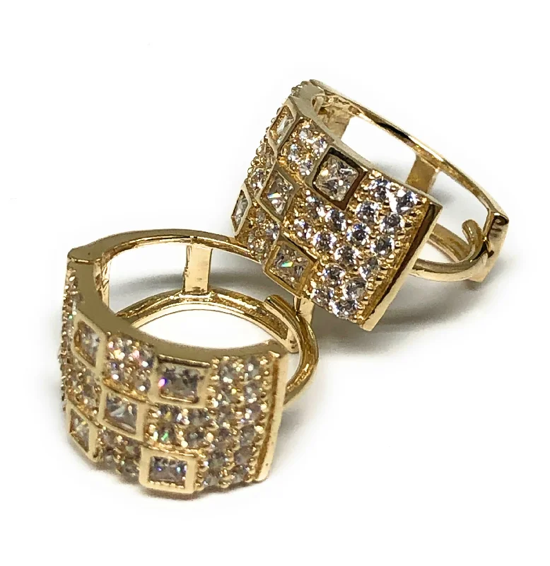 10k Solid Gold Small Cubic Zirconia Huggie Earrings (FC)