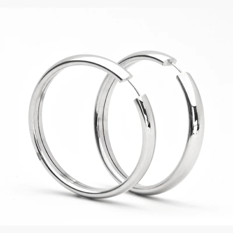 White Gold Hoop Earrings - 14-Karat Solid White Gold Hoop Earrings:  Fly Girl Hoop Earrings