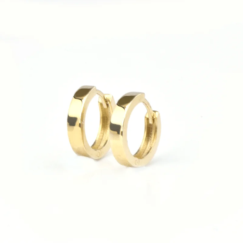 Yellow Gold Hoop Earrings -14-Karat Solid Yellow Gold Lightweight Huggies - Huggies Earrings