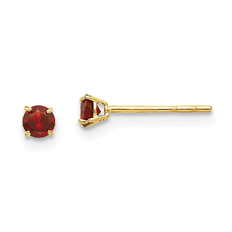 14k Yellow Gold Round Gemstone Stud Earrings (L-3 mm, W-3 mm)