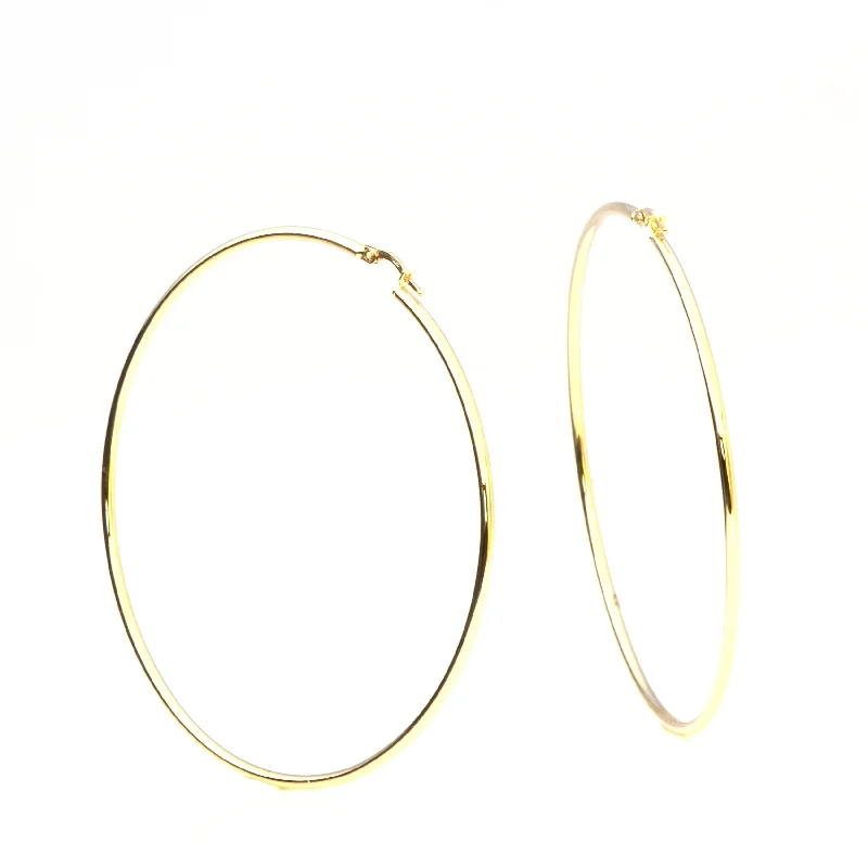 Yellow Gold Hoop Earrings - 14-Karat Solid Yellow Gold Slim Hoop Earrings