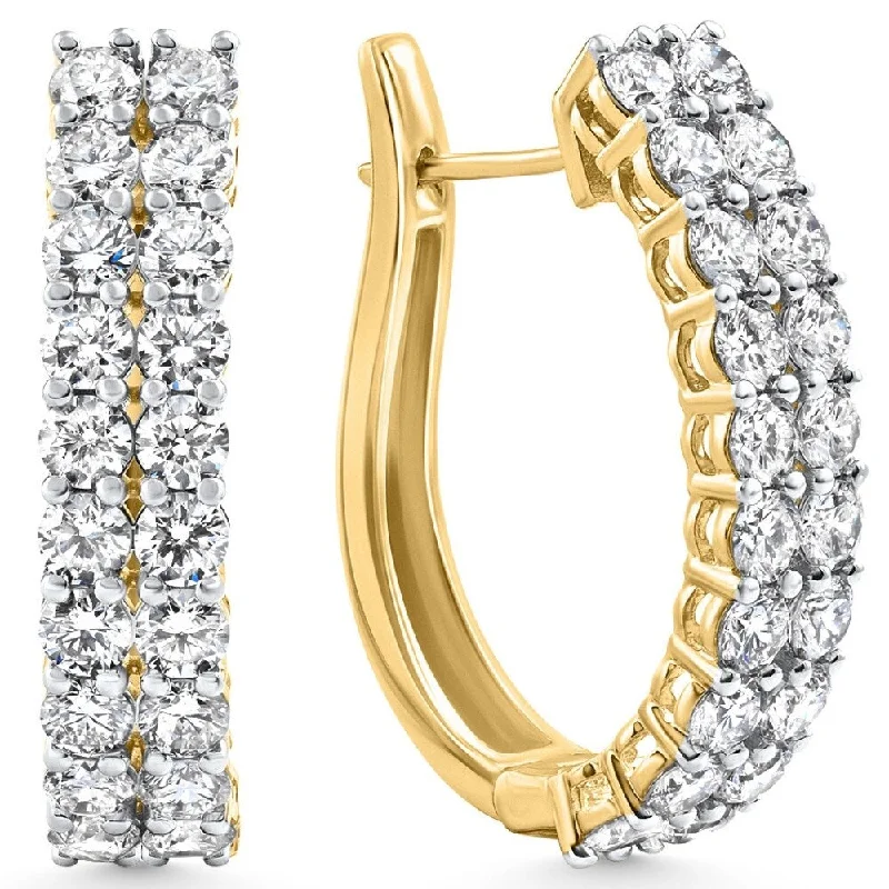 5.26Ct Diamond 1" Tall Hoops Yellow Gold Women's Earrings Lab Grown