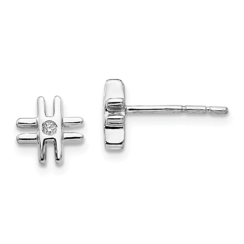 925 Sterling Silver Diamond Cross Earrings Stud Earrings (L-10 mm, W-10 mm)