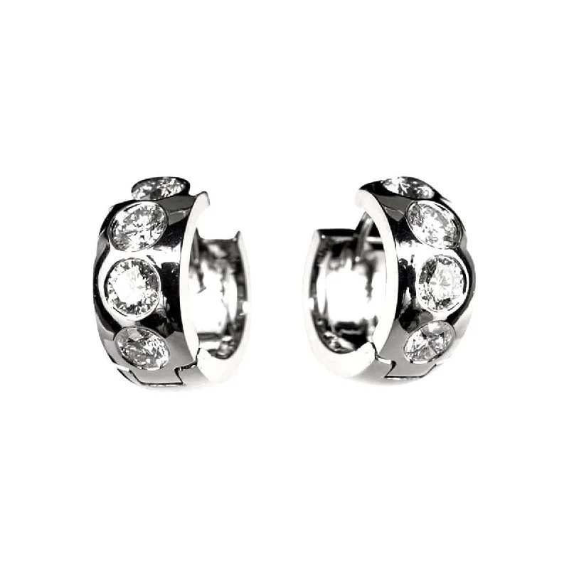 Diamond Huggies earrings - Burnished Diamond Huggies Hoop Earrings