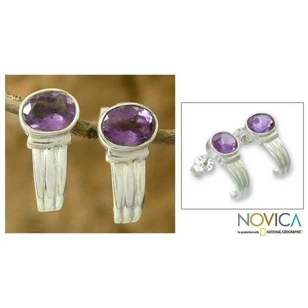 Amethyst Purple Flame Earrings