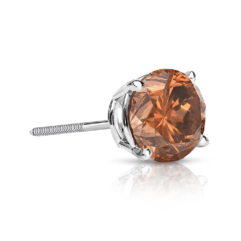 Auriya 1/2ctw Round Brown Diamond SINGLE (1) Stud Earring 14k Gold