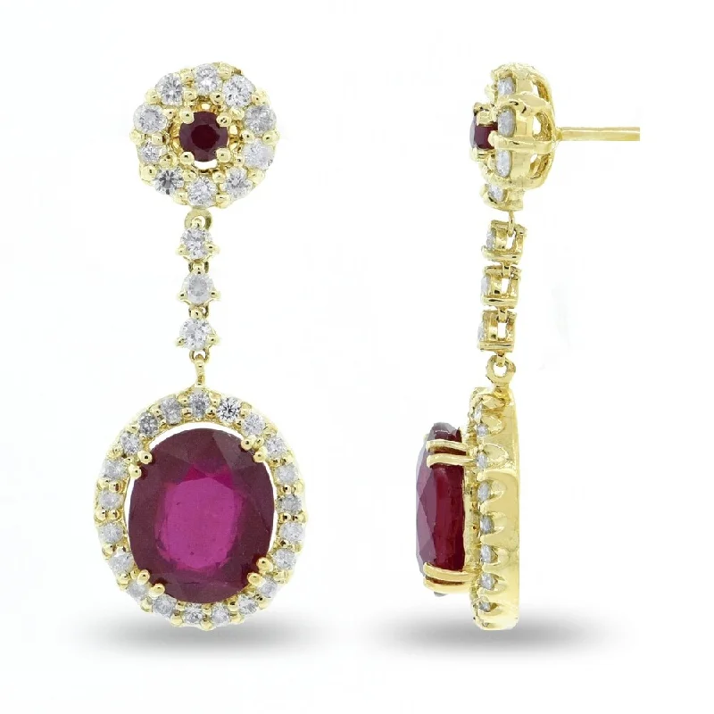 Auriya 14k Gold 10 1/8ct Ruby and 1 5/8ct TDW Diamond Earrings